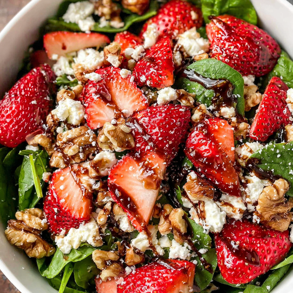 A Refreshing Strawberry Walnut Salad with Goat Cheese