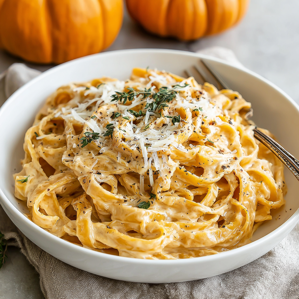 Creamy Pumpkin Alfredo Pasta with Sage and Parmesan