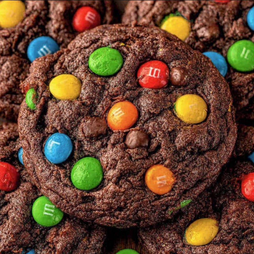 Decadent Double Chocolate M&M Cookies Delight