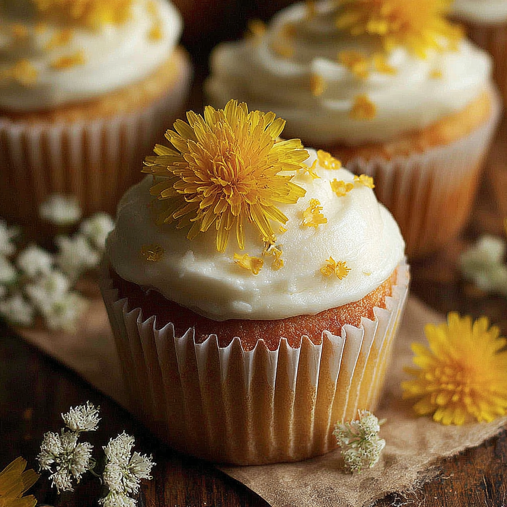 Delightful Dandelion Cupcakes Topped with Zesty Lemon Buttercream