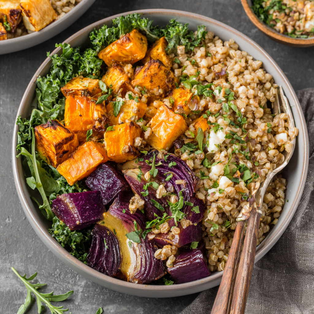 Nourishing Roasted Root Vegetable Grain Bowl Recipe