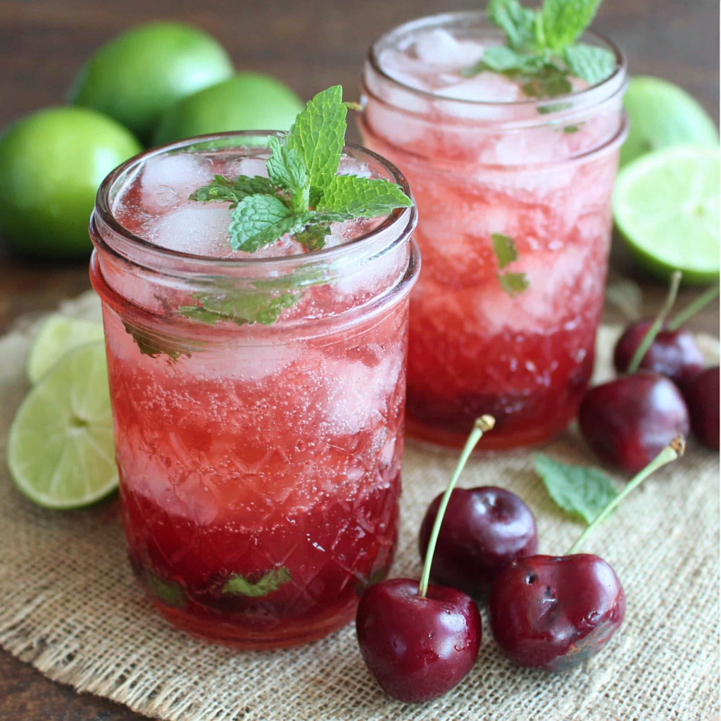 Refreshing Sparkling Cherry Lime Mojito Punch Recipe