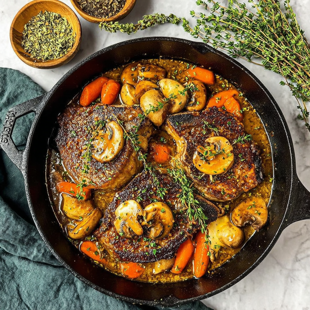 Savory Dutch Oven Pork Chops with Root Vegetables