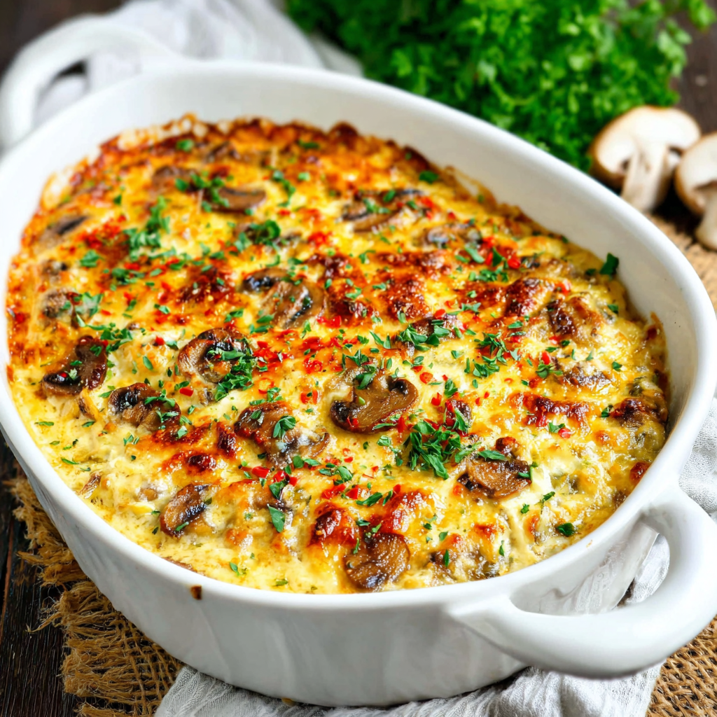 Savory Keto Garlic Mushroom Chicken Casserole