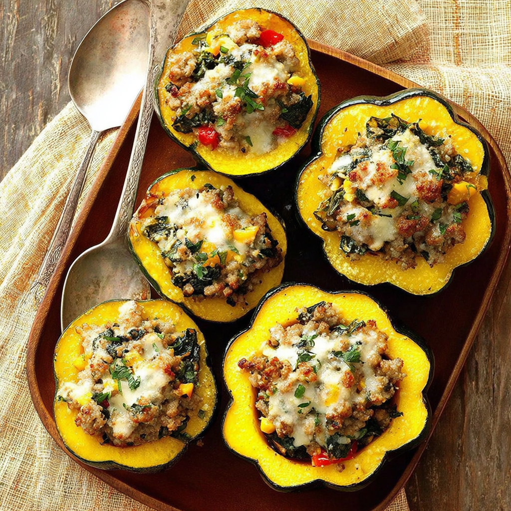 Savory Turkey Sausage-Stuffed Acorn Squash Delight
